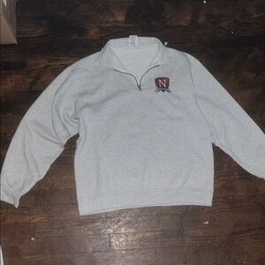 Gray Quarter-Zip Sweatshirt with Logo